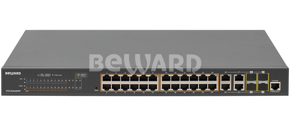 Все Коммутатор Ethernet с поддержкой PoE Beward STW-02444HPF видеонаблюдения в магазине Vidos Group