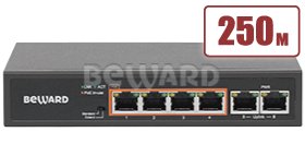 Все Коммутатор Ethernet с поддержкой PoE Beward ST-6HP4 видеонаблюдения в магазине Vidos Group