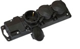 Р16-381 Однофазная колодка 3 гнезда 16А 250V 2P IP44 с/з КАУЧУК (22 шт/уп)