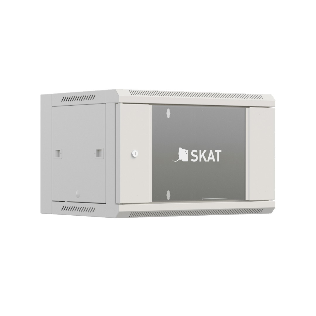 Все SKAT TB-9W660GF-G Шкаф настенный телекоммуникационный 9U 600х600х500мм, дверь стеклянная видеонаблюдения в магазине Vidos Group