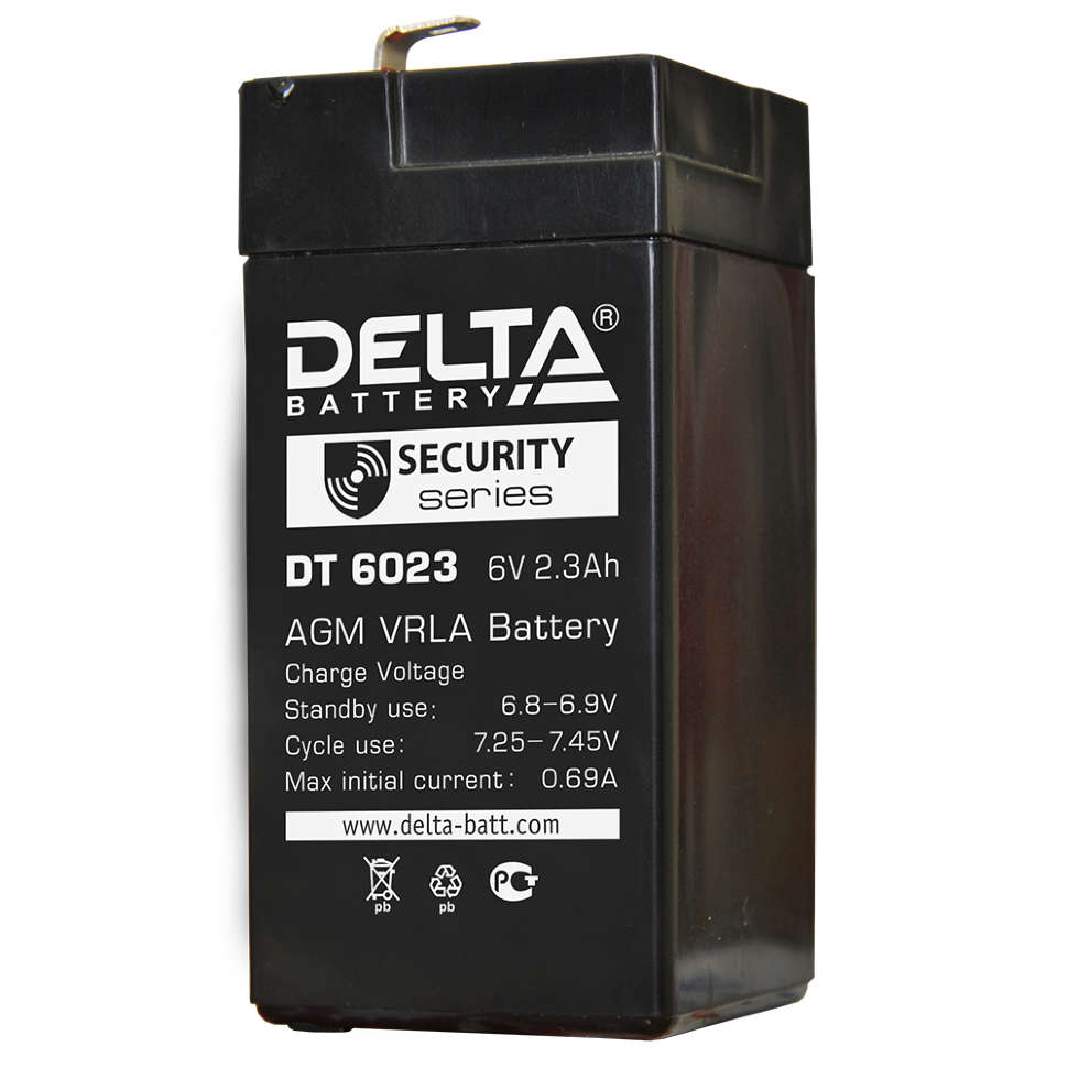 Аккумуляторная батарея Delta DT 6023 (6v / 2.3Ah). Аккумулятор Delta DT 6023 (75). Delta DT 6023 (75) (6в/2.3Ач). Батарея аккумуляторная 6v / 3.3Ah Delta DT 6033.