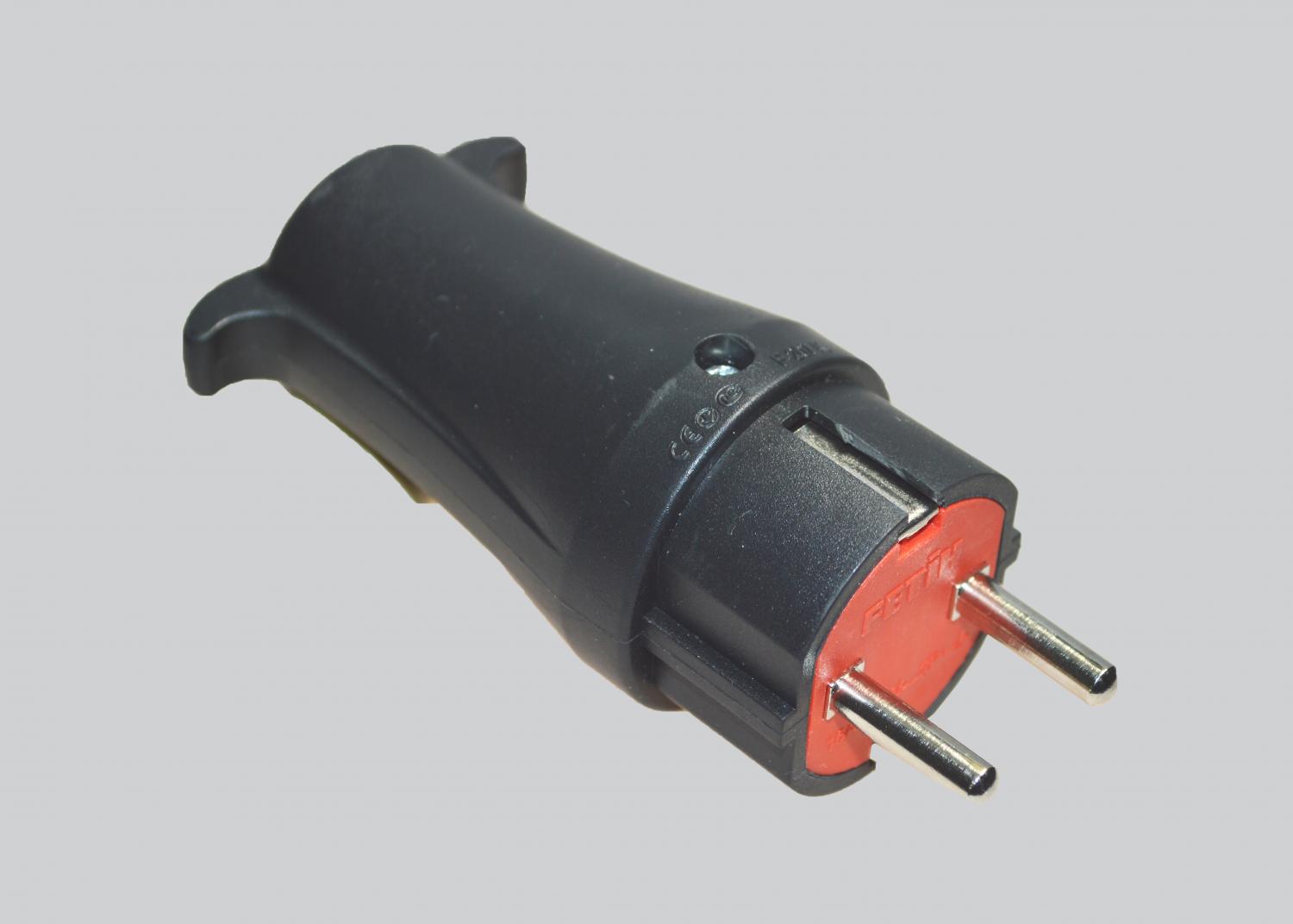 F-207K Вилка прямая с захватом 16А 250V 2P IP44 с/з КАУЧУКОВАЯ Fetih (25/250 уп/кор) (выведен из ассортимента)
