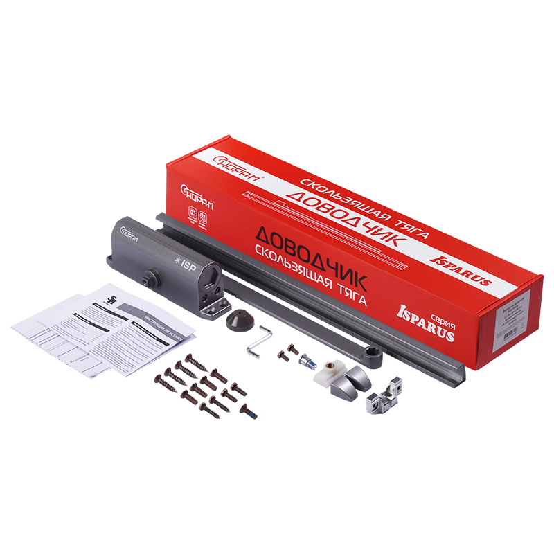 Доводчик ISPARUS 430 Slider (от 40 до 100 кг) (графит) морозостойкий со скользящей тягой 18774