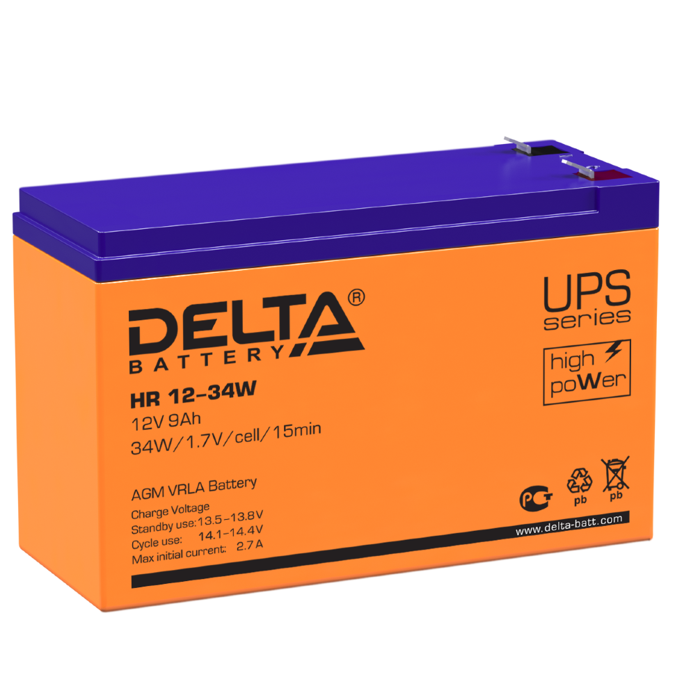 Все АКБ Delta HR 12-34W Аккумулятор герметичный свинцово-кислотный видеонаблюдения в магазине Vidos Group