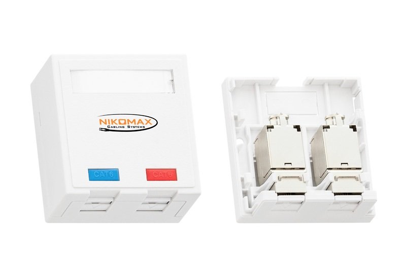 Все NIKOMAX NMC-WO2SE2-FT-ST-WT Настенная розетка 2 порта, Кат.6 видеонаблюдения в магазине Vidos Group